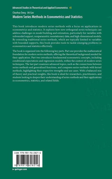 Produktbild: Modern Series Methods in Econometrics and Statistics