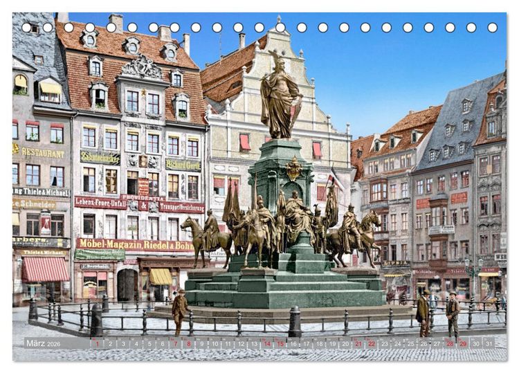 Produktbild: Leipzig zur Kaiserzeit in Farbe (Tischkalender 2026 DIN A5 quer), CALVENDO Monatskalender