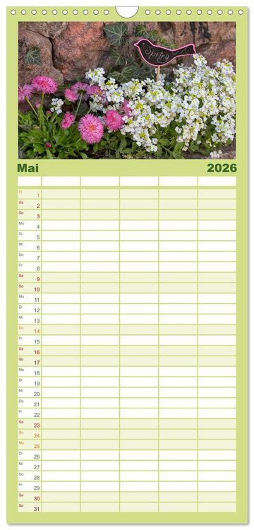 Produktbild: Familienplaner 2026 - Mein Jahr im Landhausgarten mit 5 Spalten (Wandkalender, 21 x 45 cm) CALVENDO