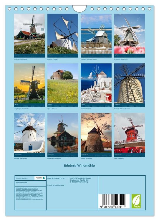 Produktbild: Erlebnis Windm&uuml;hle (Wandkalender 2027 DIN A4 hoch), CALVENDO Monatskalender