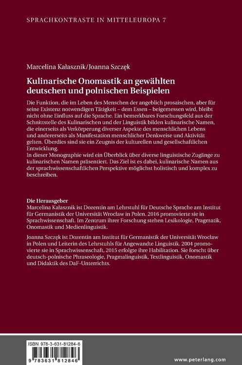 Produktbild: Kulinarische Onomastik an gewaehlten deutschen und polnischen Beispielen
