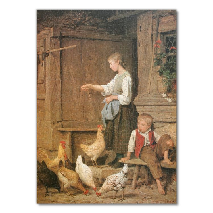 Produktbild: Lais Puzzle Albert Anker - M&auml;dchen die H&uuml;hner f&uuml;tternd 500 Teile
