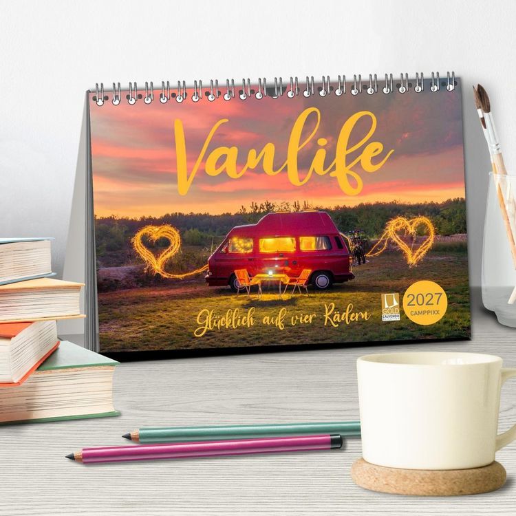 Produktbild: Vanlife - Gl&uuml;cklich auf vier R&auml;dern (Tischkalender 2027 DIN A5 quer), CALVENDO Monatskalender