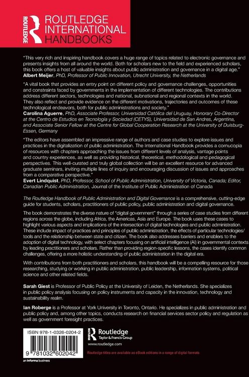 Produktbild: The Routledge International Handbook of Public Administration and Digital Governance