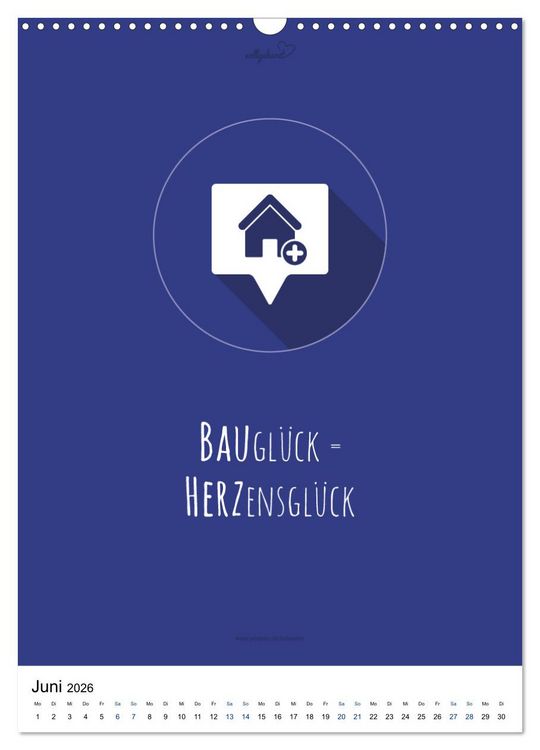 Produktbild: vollgeherzt: Der besondere Kalender f&uuml;r Bauherren mit motivierenden Hausbauzitaten (Wandkalender 2026 DIN A3 hoch), CALVENDO Monatskalender