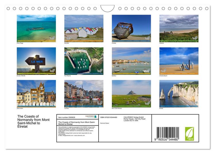 Produktbild: The Coasts of Normandy from Mont Saint-Michel to &Eacute;tretat (Wall Calendar 2026 DIN A4 landscape), CALVENDO 12 Month Wall Calendar