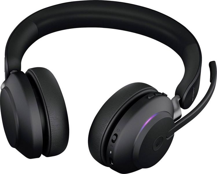 Produktbild: Jabra Evolve2 65 MS On Ear Headset Bluetooth&reg; Stereo Schwarz Lautst&auml;rkeregelung, Batterieladeanzeige, Mikrofon-Stummschaltung Telefon