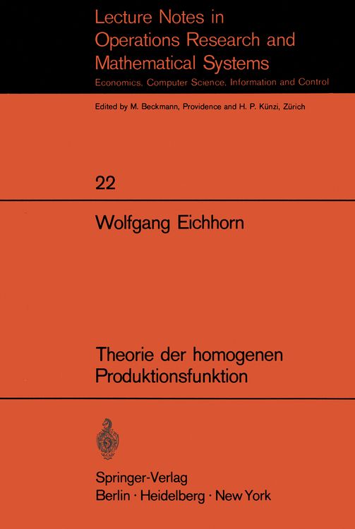 Bild vom Artikel Theorie der homogenen Produktionsfunktion vom Autor W. Eichhorn