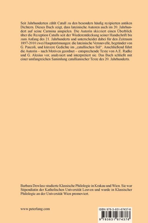 Produktbild: Catull-Rezeption in lateinischen Dichtungen von 1897 bis 2010