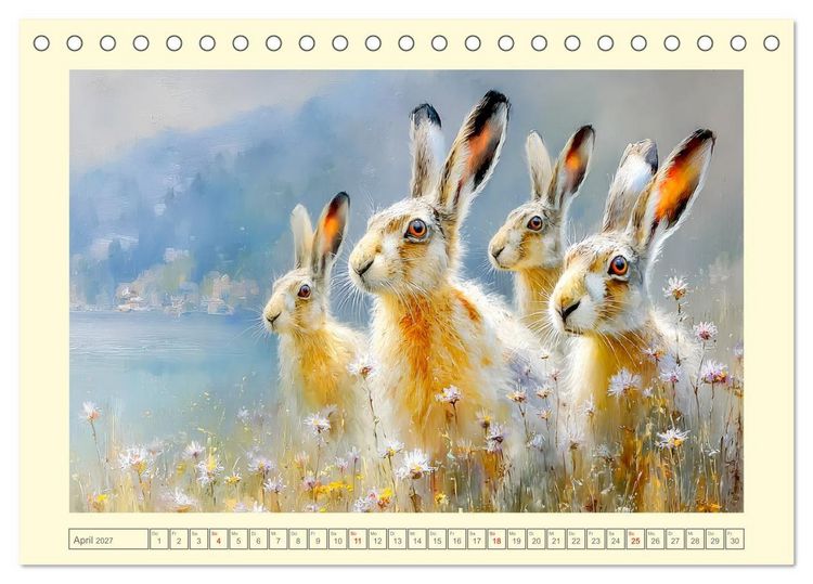 Produktbild: Wildhasen. Meister der Tarnung in offener Feldflur (Tischkalender 2027 DIN A5 quer), CALVENDO Monatskalender