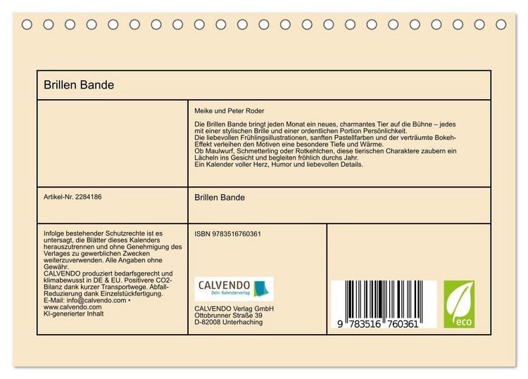 Produktbild: Brillen Bande (Tischkalender 2027 DIN A5 quer), CALVENDO Monatskalender