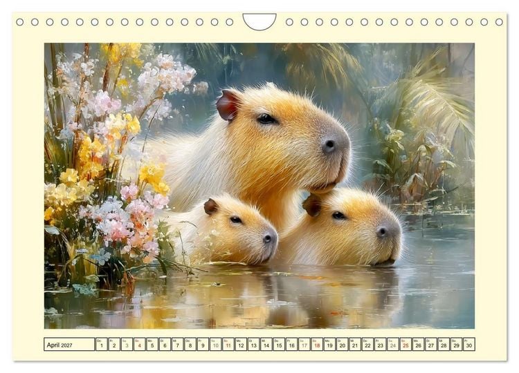 Produktbild: Capybaras. Zarte Momente zwischen Wasser und Wiesen (Wandkalender 2027 DIN A4 quer), CALVENDO Monatskalender