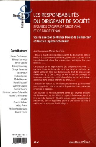 Produktbild: Les Responsabilites du Dirigeant de Societe