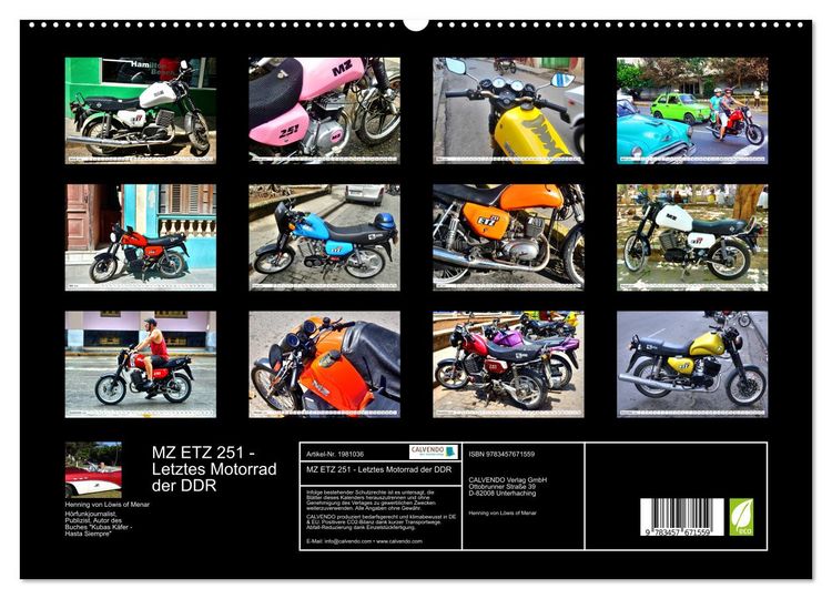 Produktbild: MZ ETZ 251 - Letztes Motorrad der DDR (hochwertiger Premium Wandkalender 2026 DIN A2 quer), Kunstdruck in Hochglanz
