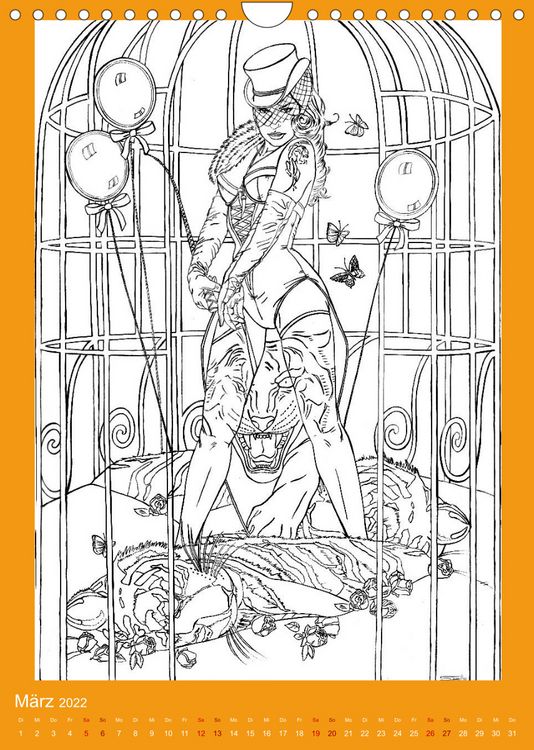 Produktbild: Burlesque Malkalender, Malbuch / burlesque coloring book mit Bildern von Sara Horwath (Wandkalender 2022 DIN A4 hoch)