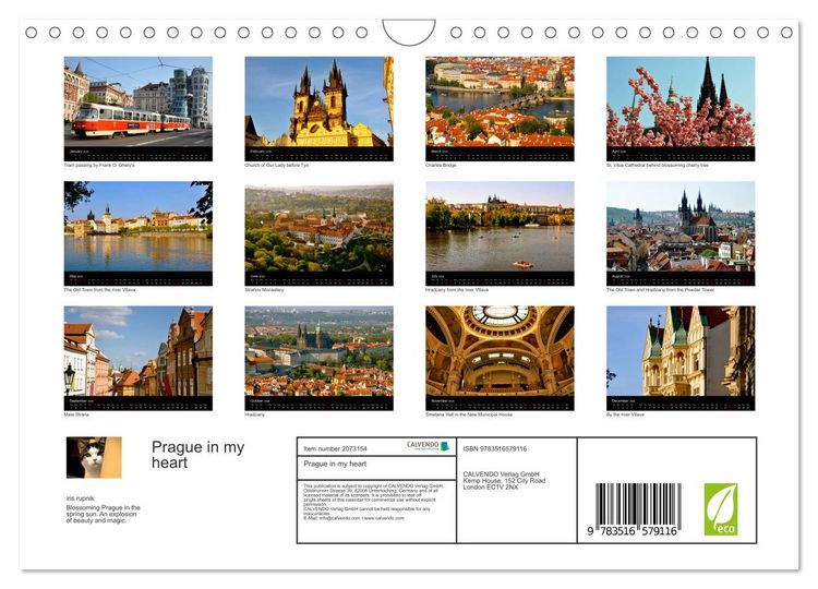 Produktbild: Prague in my heart (Wall Calendar 2026 DIN A4 landscape), CALVENDO 12 Month Wall Calendar