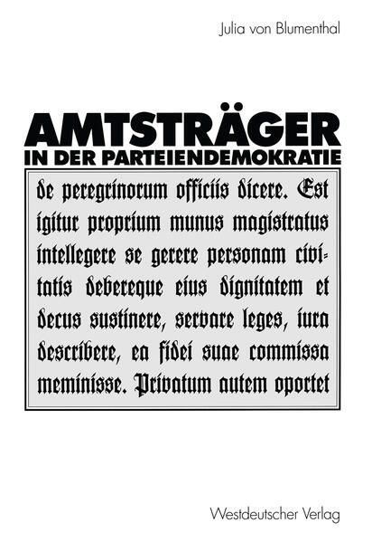 Produktbild: Amtstr&auml;ger in der Parteiendemokratie