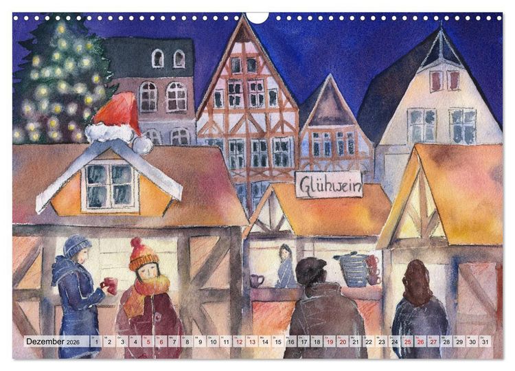 Produktbild: Frankfurt in Aquarell (Wandkalender 2026 DIN A3 quer), CALVENDO Monatskalender