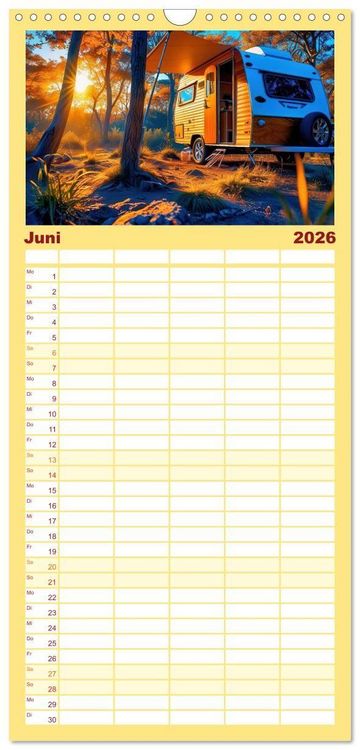 Produktbild: Familienplaner 2026 - Vanlife - Caravan Abenteuer mit 5 Spalten (Wandkalender, 21 x 45 cm) CALVENDO
