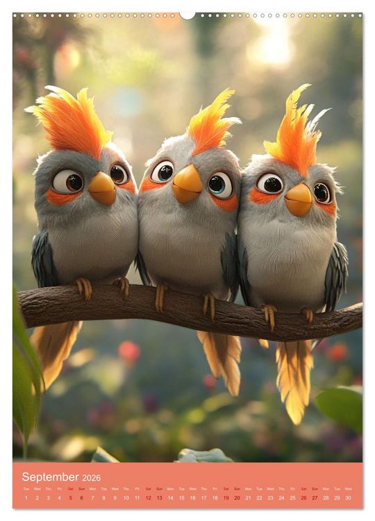 Produktbild: Cockatiel Chirpy Moments (High Quality Premium Wall Calendar 2026 DIN A2 portrait),CALVENDO 12 Month Wall Calendar