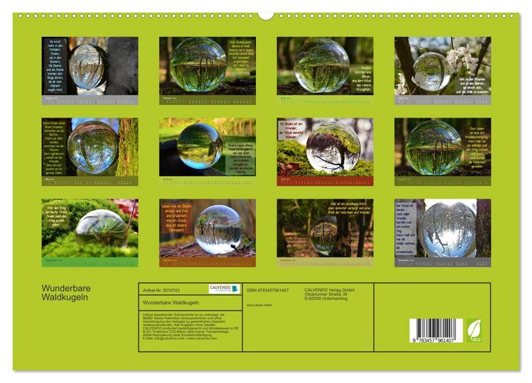 Produktbild: Wunderbare Waldkugeln (hochwertiger Premium Wandkalender 2026 DIN A2 quer), Kunstdruck in Hochglanz