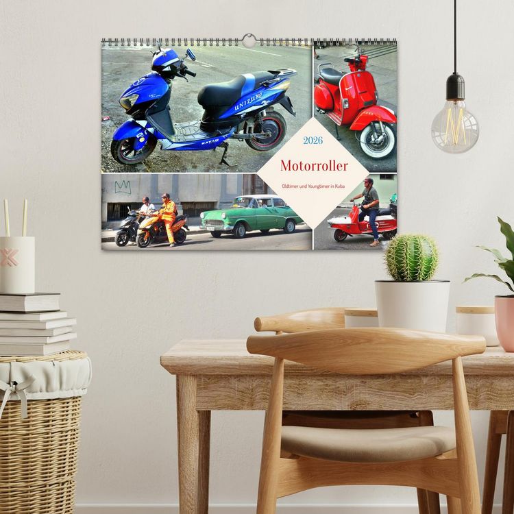 Produktbild: Motorroller - Oldtimer und Youngtimer in Kuba (Wandkalender 2026 DIN A3 quer), CALVENDO Monatskalender