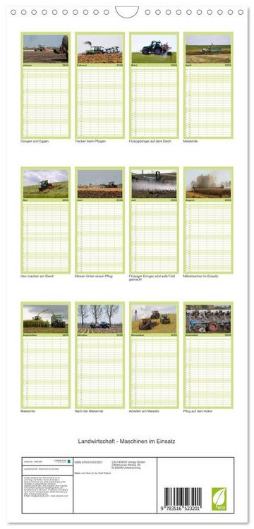 Produktbild: Familienplaner 2026 - Landwirtschaft - Maschinen im Einsatz mit 5 Spalten (Wandkalender, 21 x 45 cm) CALVENDO