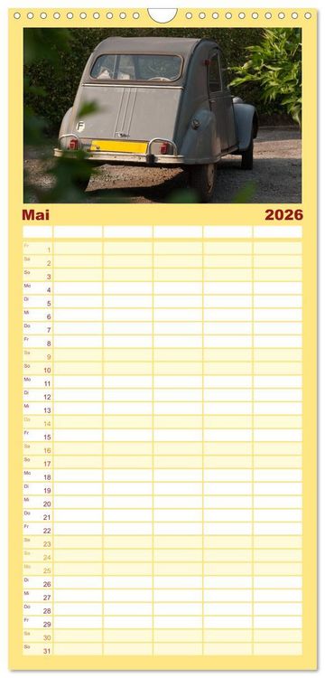 Produktbild: Familienplaner 2026 - Kultauto Ente Citro&euml;n 2CV mit 5 Spalten (Wandkalender, 21 x 45 cm) CALVENDO