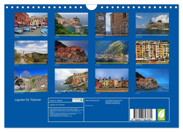 Produktbild: Ligurien f&uuml;r Tr&auml;umer (Wandkalender 2026 DIN A4 quer), CALVENDO Monatskalender