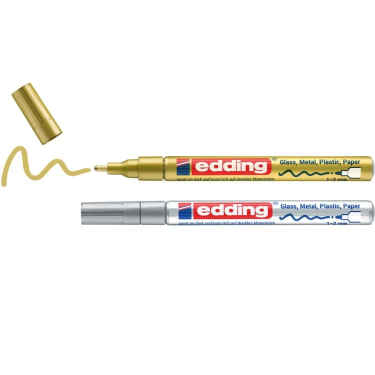 Produktbild: edding 751 Lackmarker medium, 2er Set gold/silber