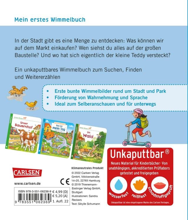 Produktbild: Unkaputtbar: Mein erstes Wimmelbuch: Unterwegs in der Stadt