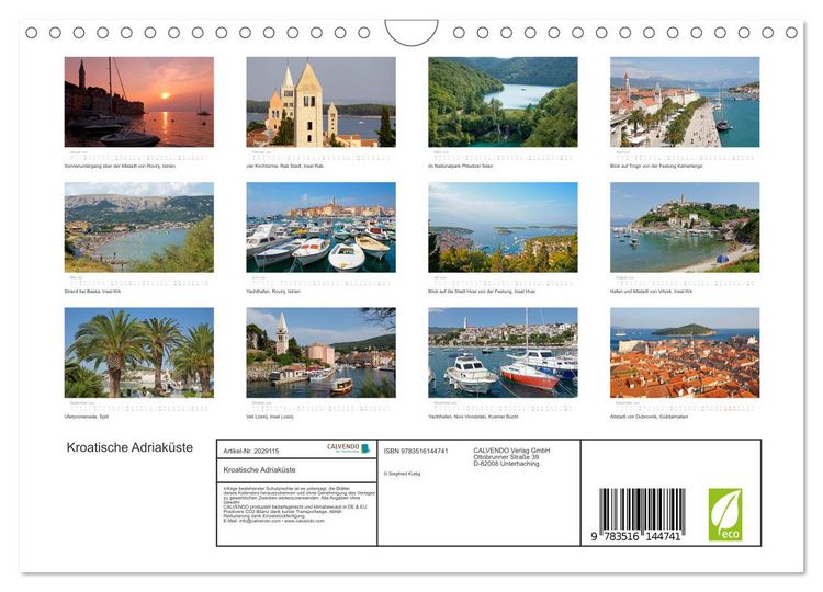Produktbild: Kroatische Adriak&uuml;ste (Wandkalender 2026 DIN A4 quer), CALVENDO Monatskalender