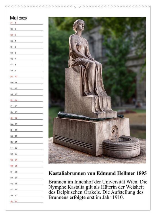 Produktbild: Brunnenkunst in Wien (hochwertiger Premium Wandkalender 2026 DIN A2 hoch), Kunstdruck in Hochglanz