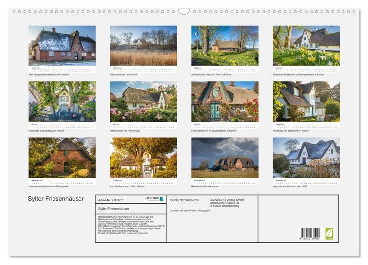 Produktbild: Sylter Friesenh&auml;user (Wandkalender 2026 DIN A2 quer), CALVENDO Monatskalender
