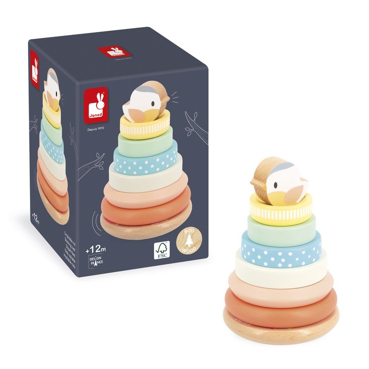Produktbild: Holz-Stapelspiel Vogel & Nest ab 12 Monaten &ndash; 7-teilig