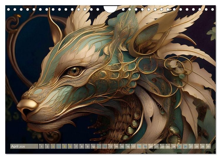 Produktbild: Tiere im Jugendstil - Eine Hommage an die Sch&ouml;nheit des Art Nouveau (Wandkalender 2026 DIN A4 quer), CALVENDO Monatskalender