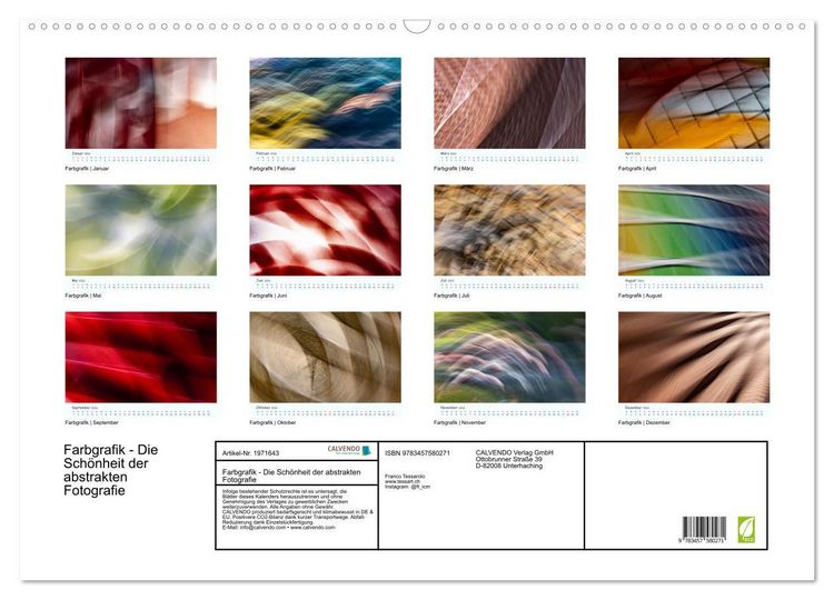 Produktbild: Farbgrafik - Die Sch&ouml;nheit der abstrakten Fotografie (Wandkalender 2026 DIN A2 quer), CALVENDO Monatskalender