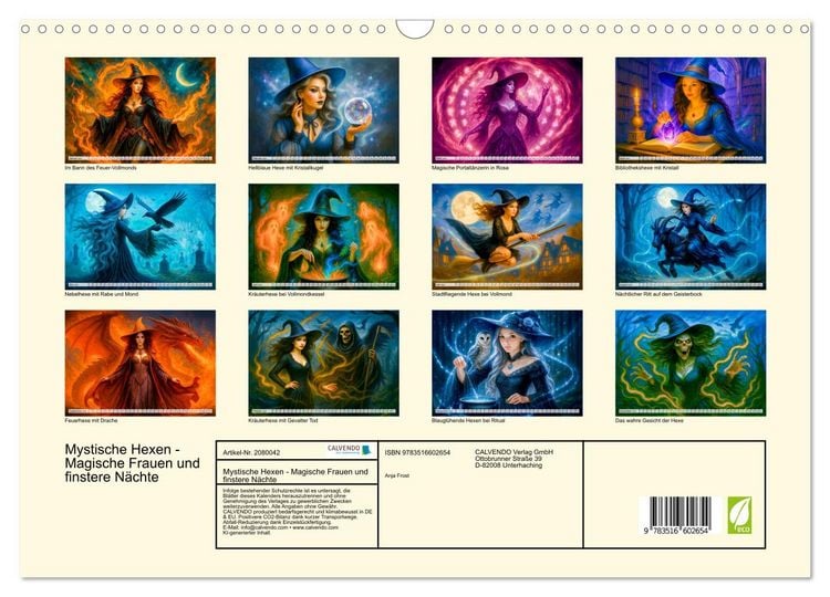 Produktbild: Mystische Hexen - Magische Frauen und finstere N&auml;chte (Wandkalender 2026 DIN A3 quer), CALVENDO Monatskalender