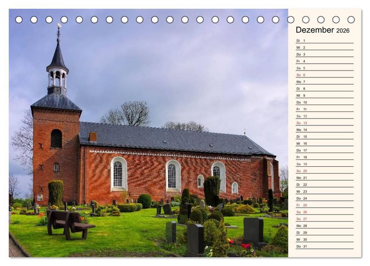 Produktbild: Kirchen in Ostfriesland (Tischkalender 2026 DIN A5 quer), CALVENDO Monatskalender
