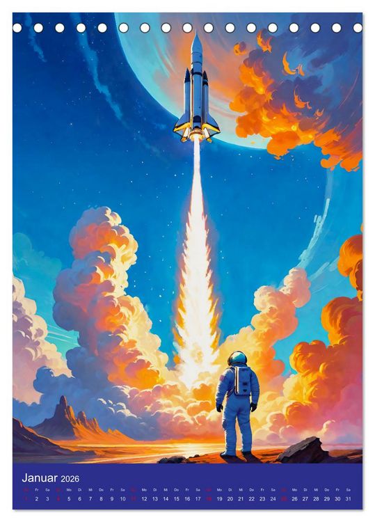 Produktbild: Astronauten. Auf Entdeckungsreise in fremde Galaxien (Tischkalender 2026 DIN A5 hoch), CALVENDO Monatskalender