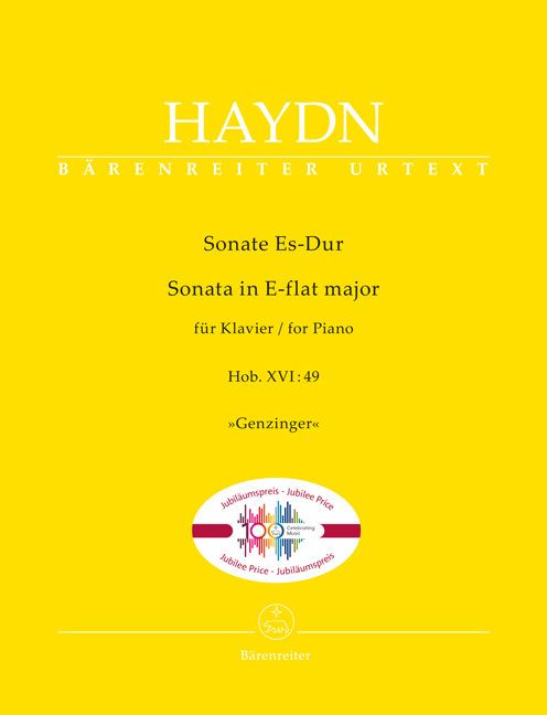Produktbild: Sonate f&uuml;r Klavier Es-Dur (Hob. XVI:49) "Genzinger"