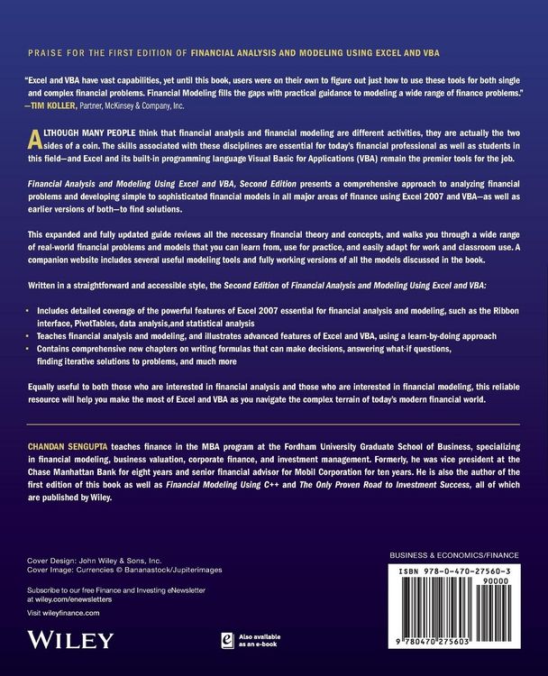 Produktbild: Financial Analysis and Modeling Using Excel and VBA