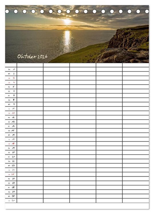Produktbild: Isle of Skye - Schottlands Inseln - Familienplaner (Tischkalender 2026 DIN A5 hoch), CALVENDO Monatskalender