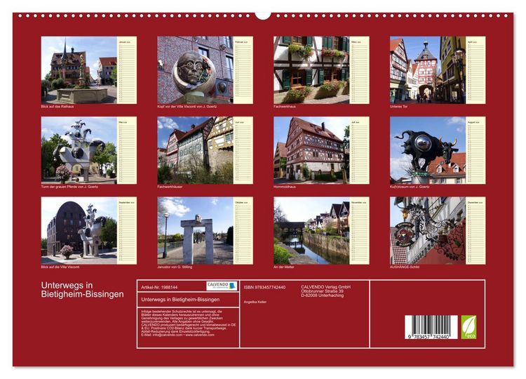 Produktbild: Unterwegs in Bietigheim-Bissingen (hochwertiger Premium Wandkalender 2026 DIN A2 quer), Kunstdruck in Hochglanz
