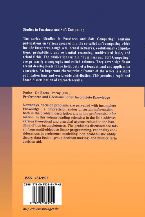 Produktbild: Preferences and Decisions under Incomplete Knowledge