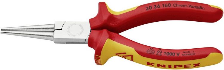 Produktbild: Knipex 30 36 160 VDE Rundzange Gerade Chrom-Vanadium Elektrostahl 160mm