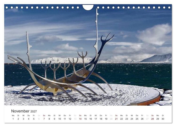 Produktbild: Reykjav&igrave;k 64&deg; 08' N (Wandkalender 2027 DIN A4 quer), CALVENDO Monatskalender