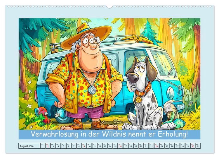 Produktbild: Hund und Herrchen. Zu zweit allein im Chaos (hochwertiger Premium Wandkalender 2026 DIN A2 quer), Kunstdruck in Hochglanz