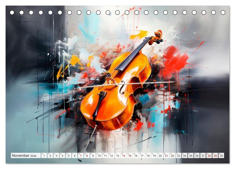 Produktbild: MUSIKINSTRUMENTE Moderne dekorative Inszenierung (Tischkalender 2026 DIN A5 quer), CALVENDO Monatskalender