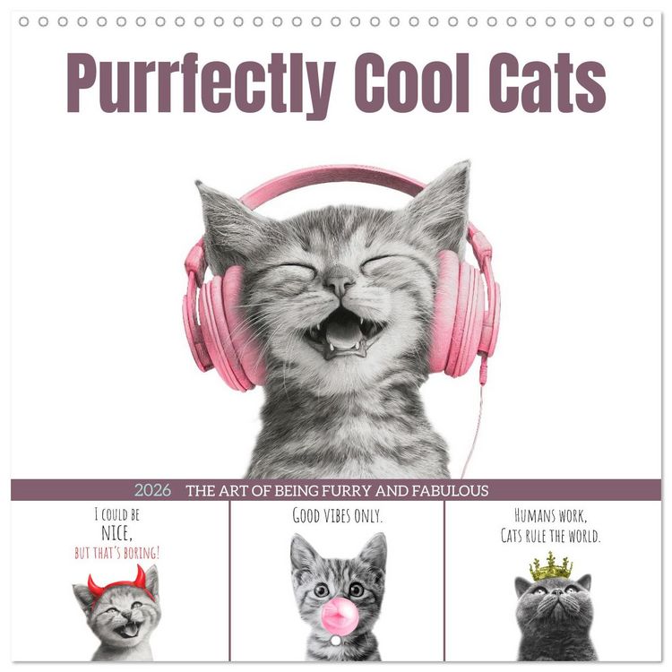 Produktbild: Purrfectly Cool Cats (Wall Calendar 2026 12 &times; 12 Inch) CALVENDO 12 Month Wall Calendar